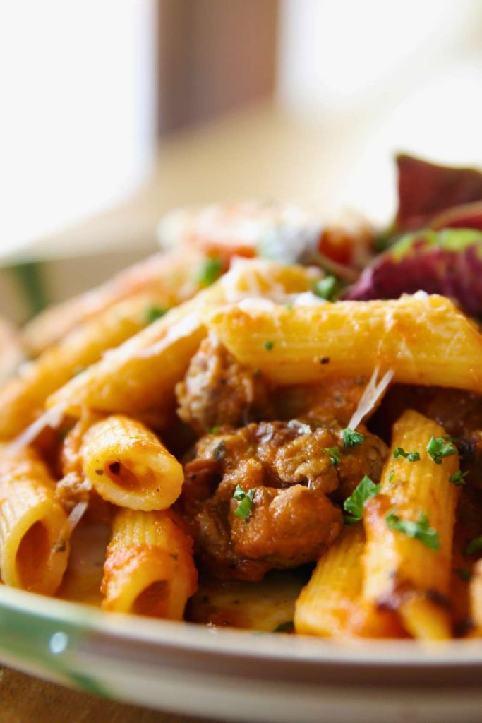 Penne Arrabbiata with Meatballs