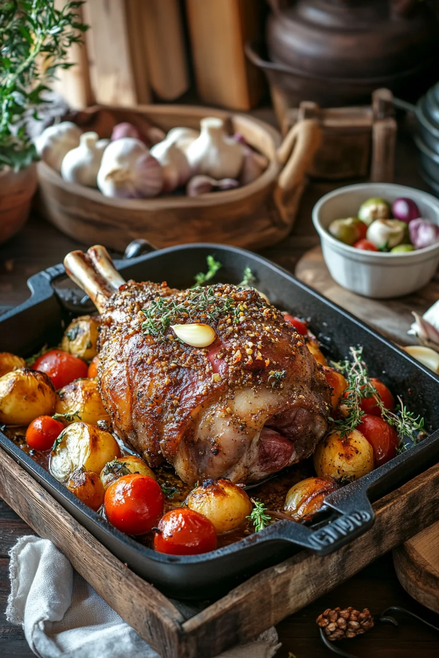 Roast Mutton With Garlic and Herbs