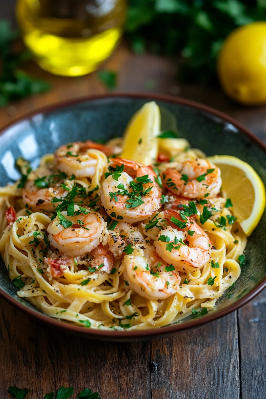 Shrimp Scampi With Fettuccine