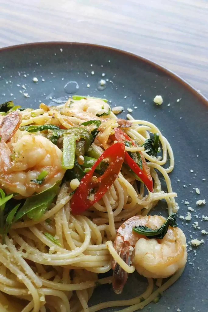 Shrimp & Spinach Alfredo Spaghetti