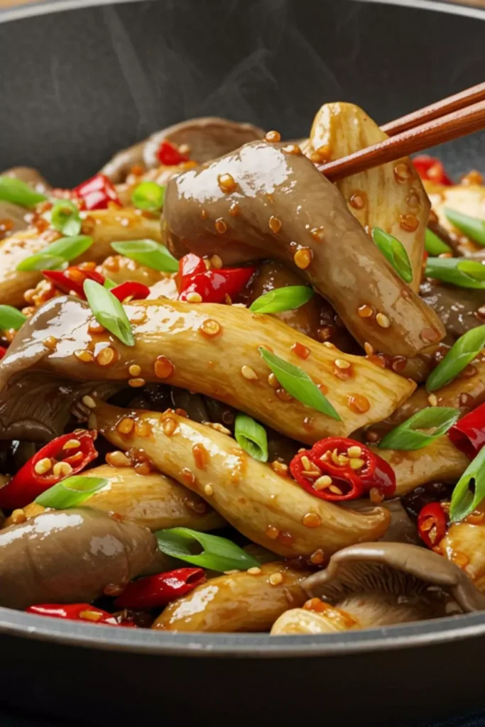 Spicy Stir-Fried Oyster Mushrooms