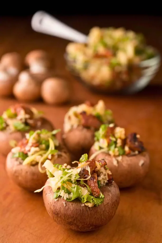 Stuffed Mushrooms with Puff Pastry, Cranberry Sauce, and Walnuts