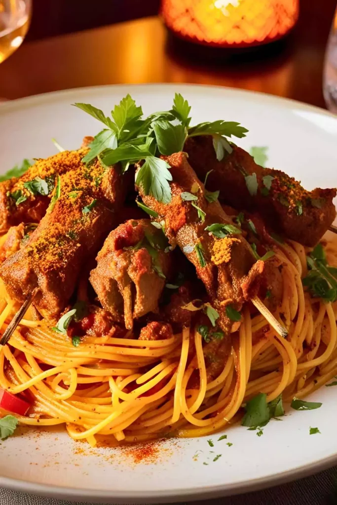 Mutton Seekh Kebab Spaghetti